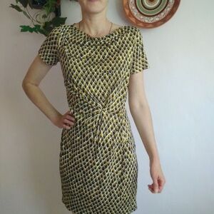 Diane Von Furstenberg Yellow and Black Geometric Mini Dress